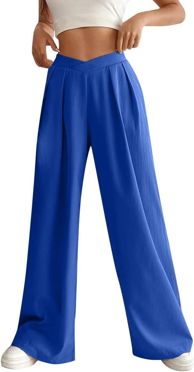 Womens Pants Loose Fit Pants for Women Work Out Gym High Cut Flare Wide Leg Summer Fall Pants 2025