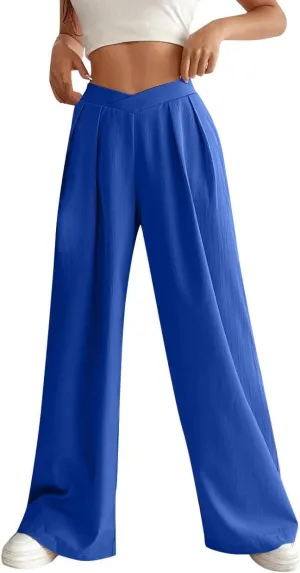 Womens Pants Loose Fit Pants for Women Work Out Gym High Cut Flare Wide Leg Summer Fall Pants 2025