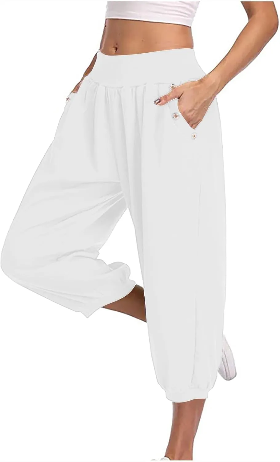 Womens Pants Track Athletic Pants for Women Loose Fit High Cut Straight Leg Basic Cuff Leg Fall Summer Pants 2025