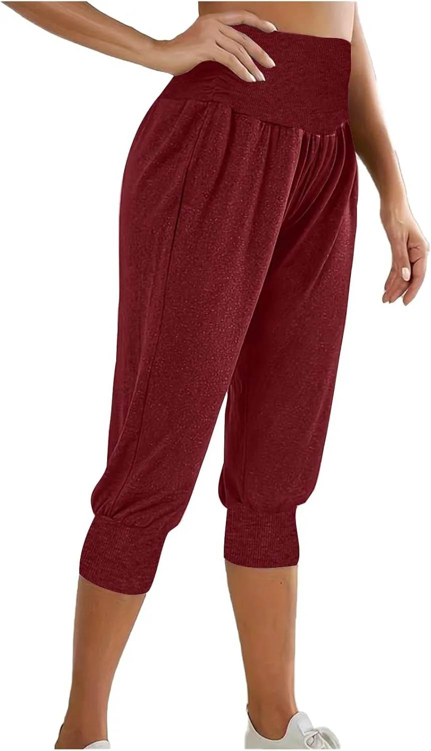Womens Pants Work Out Gym Jogger Pants for Women Loose Fit High Cut Straight Leg Cuff Leg Fall Summer Pants 2025