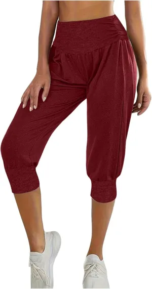 Womens Pants Work Out Gym Jogger Pants for Women Loose Fit High Cut Straight Leg Cuff Leg Fall Summer Pants 2025