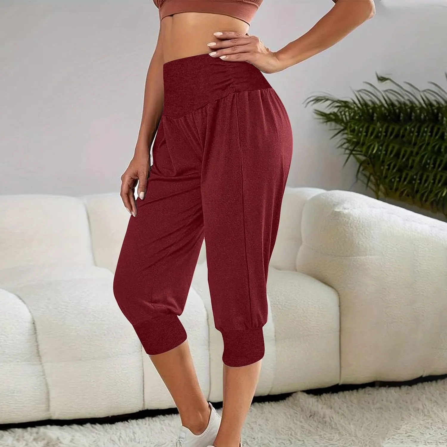 Womens Pants Work Out Gym Jogger Pants for Women Loose Fit High Cut Straight Leg Cuff Leg Fall Summer Pants 2025