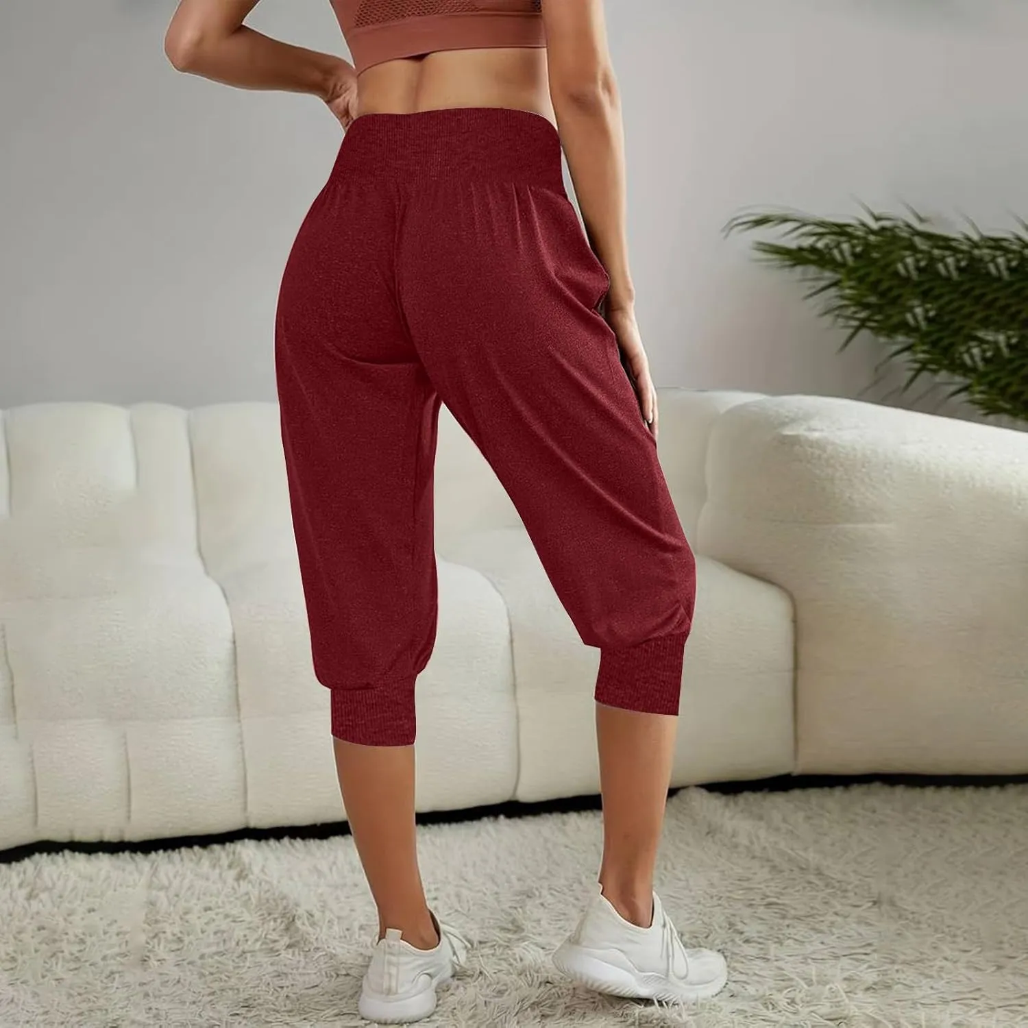Womens Pants Work Out Gym Jogger Pants for Women Loose Fit High Cut Straight Leg Cuff Leg Fall Summer Pants 2025