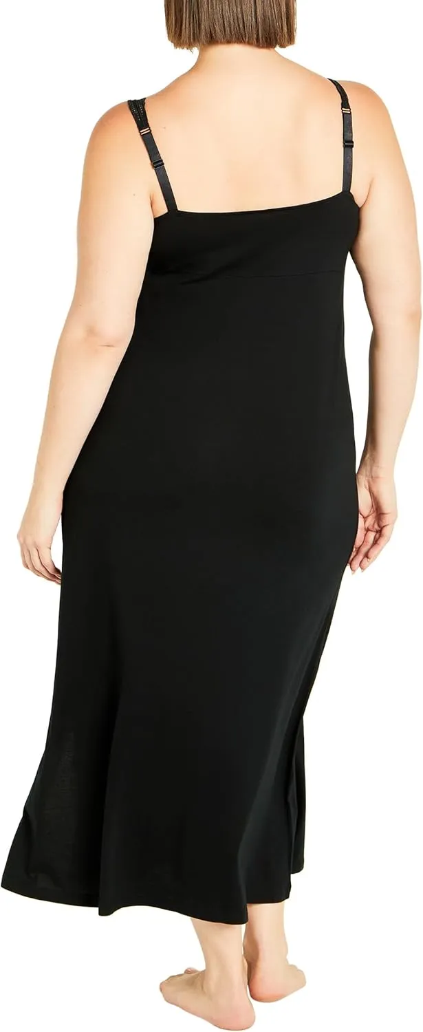 Women's Plus Size Lace Trim Sleep Maxi Dress