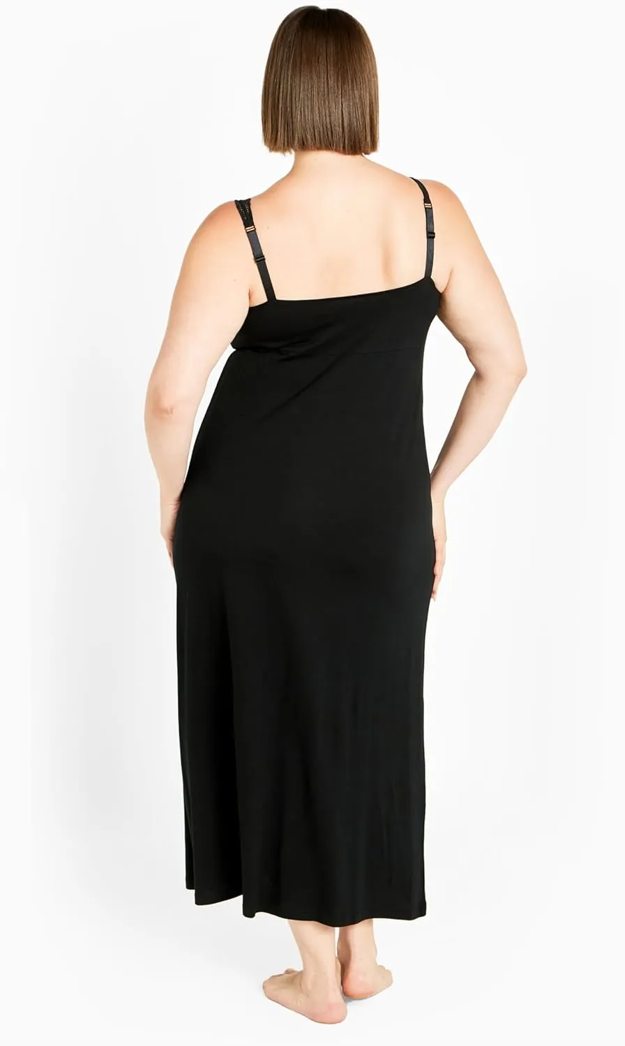 Women's Plus Size Lace Trim Sleep Maxi Dress