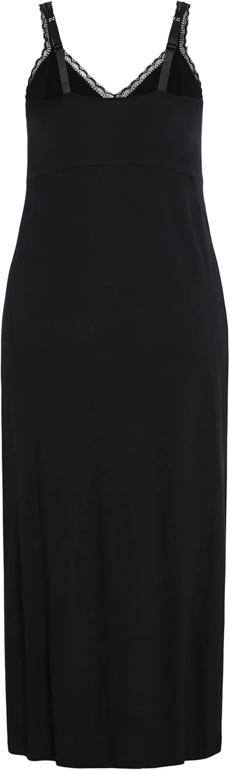 Women's Plus Size Lace Trim Sleep Maxi Dress