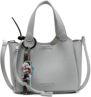 Women's PU Leather bucket bag,top-handle crossbody bag,casual versatile shoulder bag with pendant