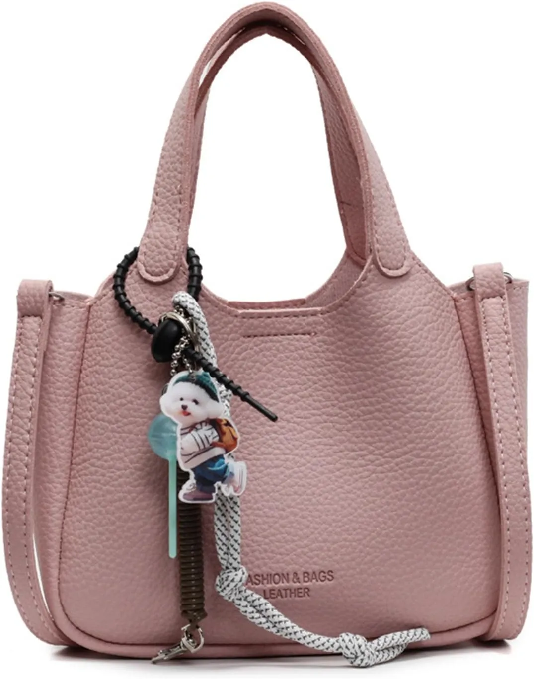 Women's PU Leather bucket bag,top-handle crossbody bag,casual versatile shoulder bag with pendant
