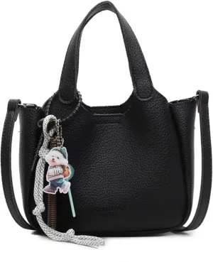 Women's PU Leather bucket bag,top-handle crossbody bag,casual versatile shoulder bag with pendant