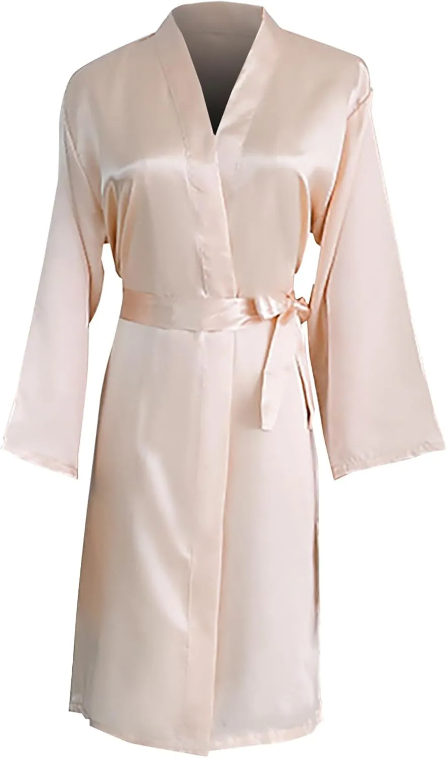 Womens Satin Robe Silk Robes Belted Short Bathrobe Bride Bridesmaid Wedding Silky Bridal Dressing Gown Loungewear