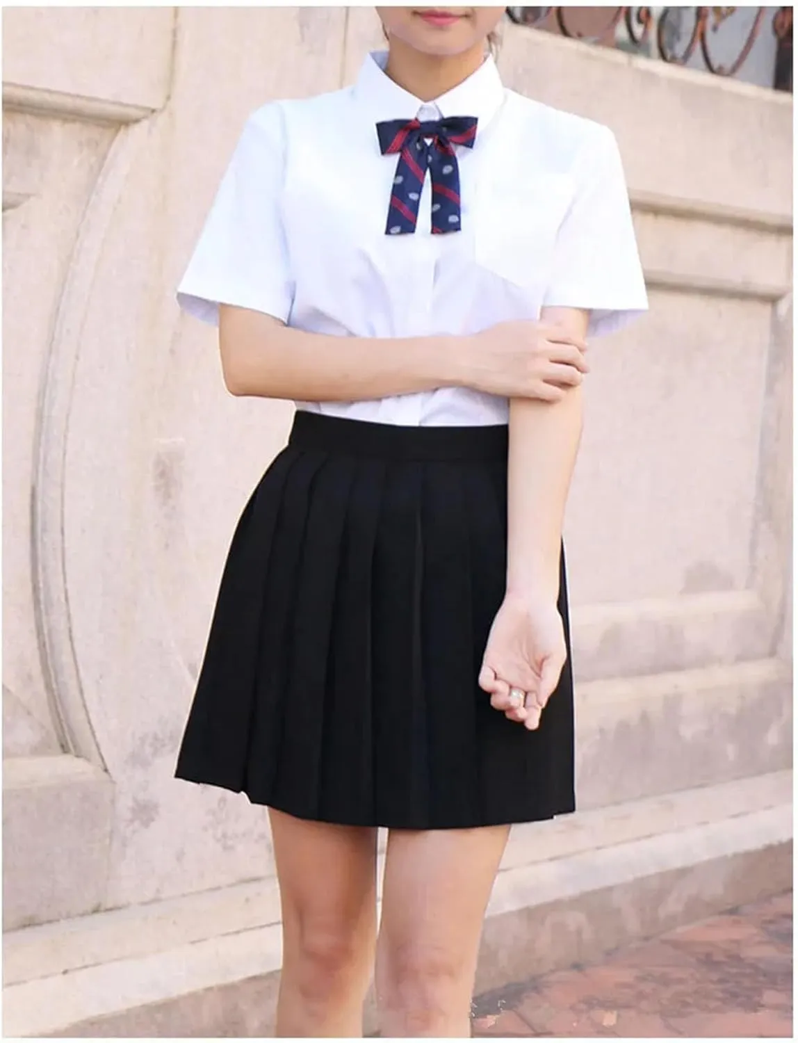 Women's School Short Dresses Slim Fit Students Pleated Uniforms Suit Athletic Mini Skirts