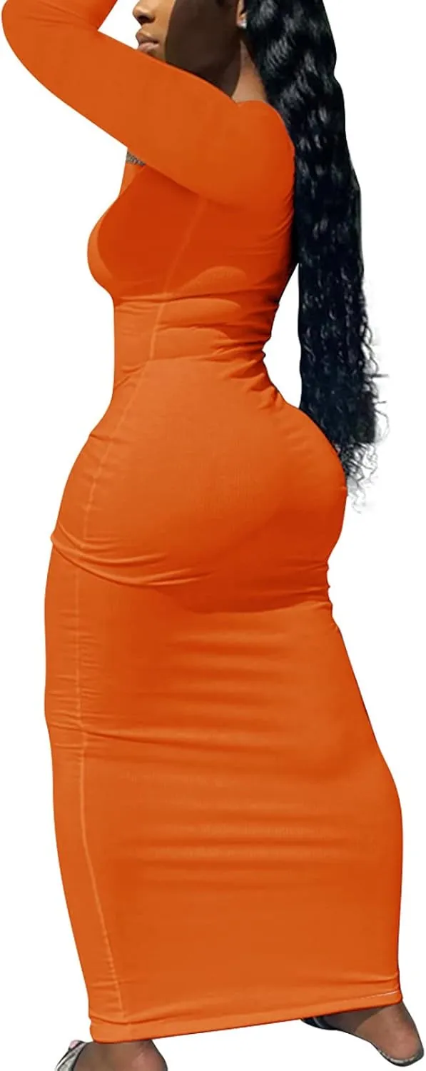 Womens Sexy Sleeveless Causal Scoop Neck Ottoman Ribbed Dress Basic Racerback Bodycon Long Maxi Tank Dress
