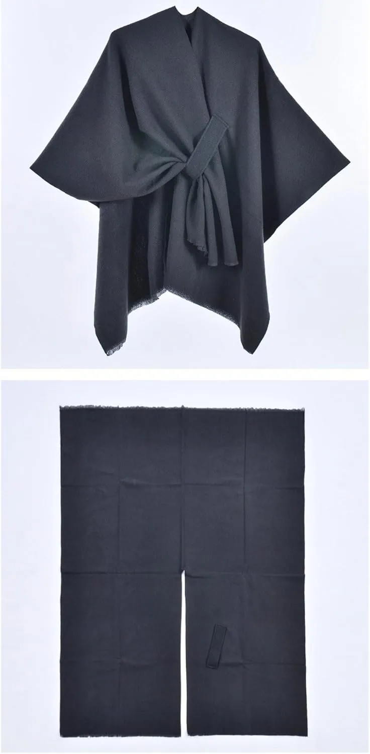 Women's shawl simple monochrome straps cape cloak cloak outerwear
