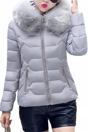 Women's Slim Fit Thermal Jacket Hooded Quilted Coat Winter Long Sleeve Full Zip Puffer Jacket