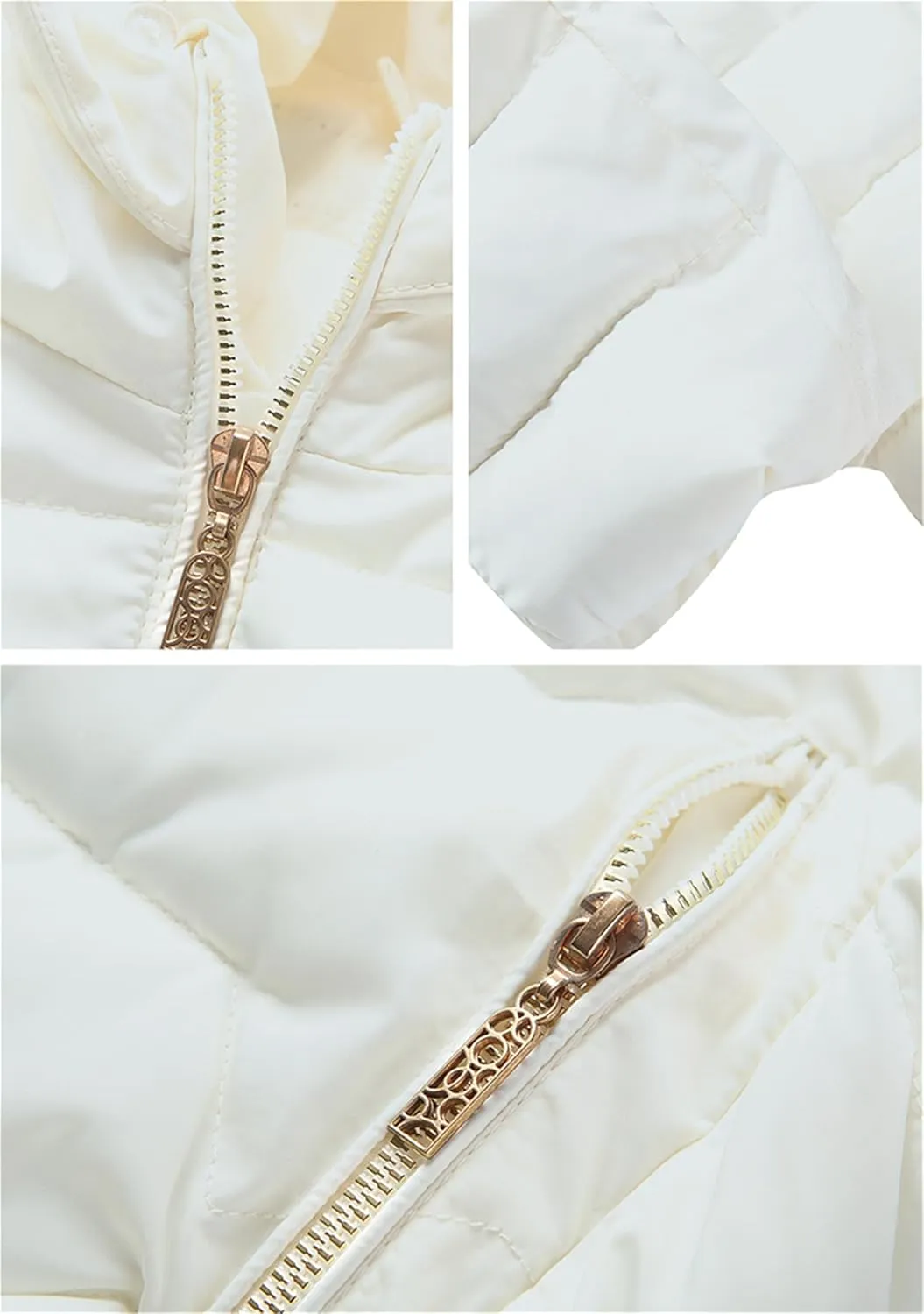 Women's Slim Fit Thermal Jacket Hooded Quilted Coat Winter Long Sleeve Full Zip Puffer Jacket