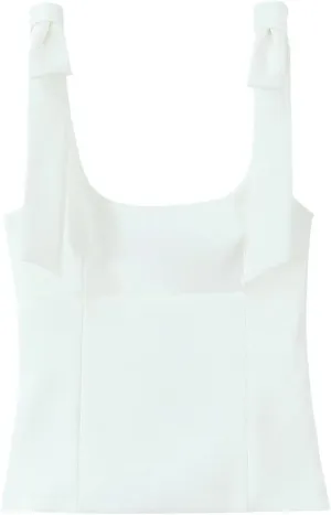 Women's Solid Color Bow Square Neck Camisole Tops Summer Sleeveless Street Side Zipper Slim Fit Tops