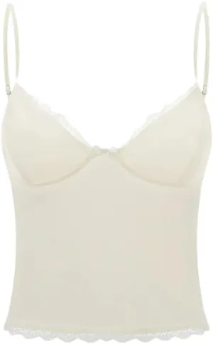 Women's Solid Color Casual V-Neck Lace Bow Stitching Slim Fit Camisole Top