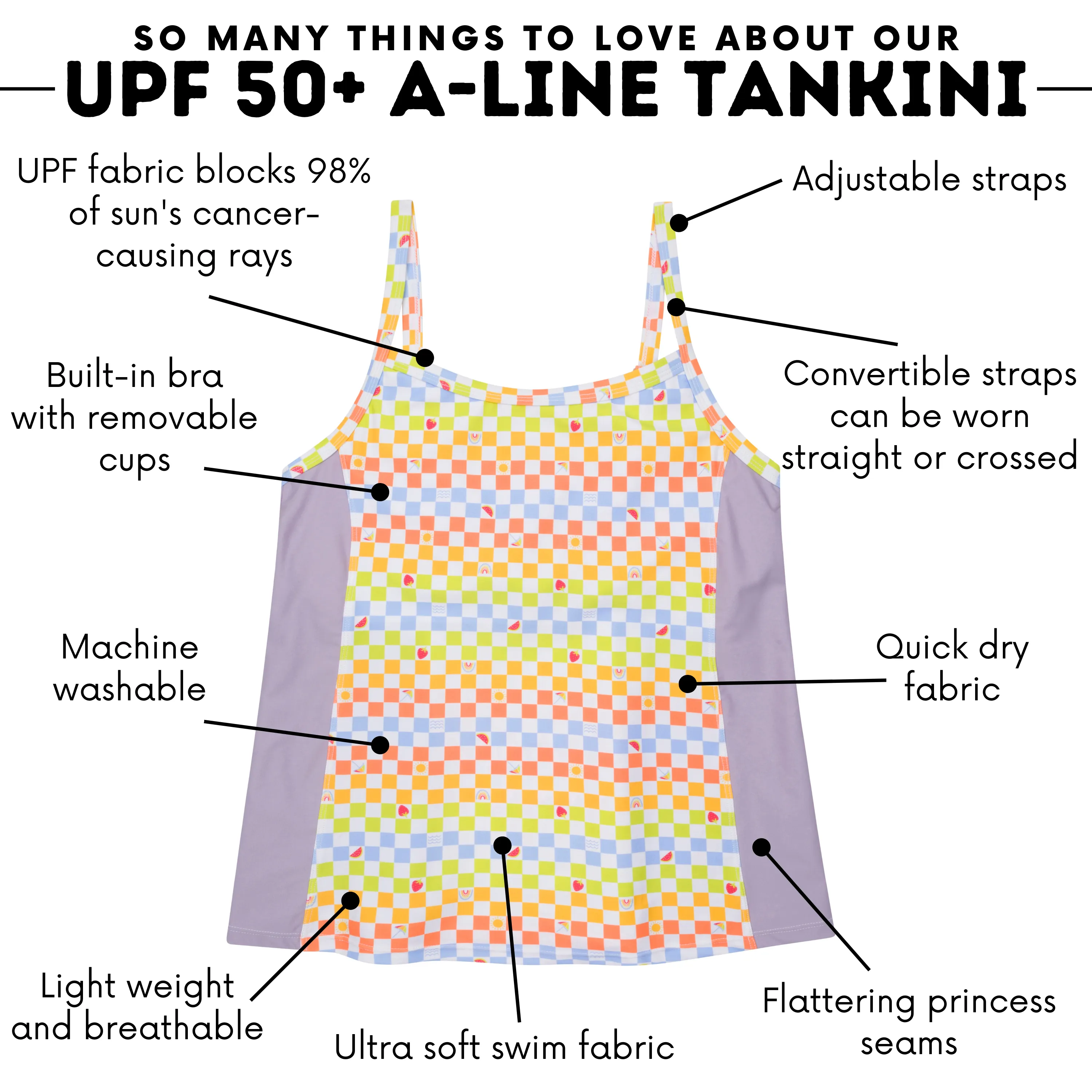 Women’s Strappy A-Line Tankini Top | “Gamified”