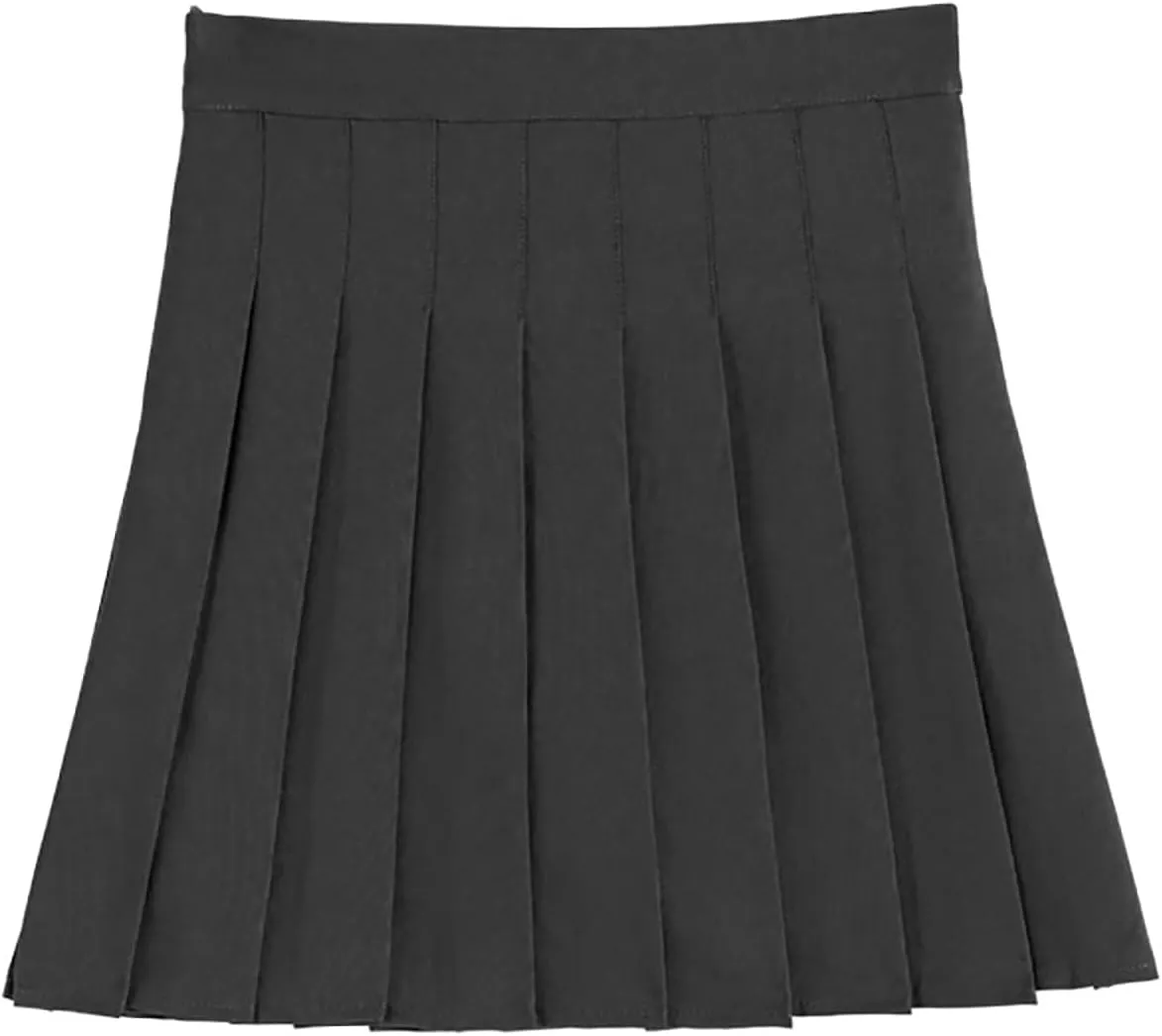 Womens Stretchy Pleated Skirt Comfort High Waist Cheerleader School Skirt Pleated Skirts for Women