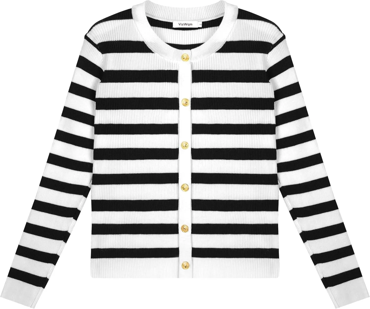 Women's Striped Cardigan Sweaters Lady Jackets Button Down Cropped Knit Coat Oufits Trendy Outerwear