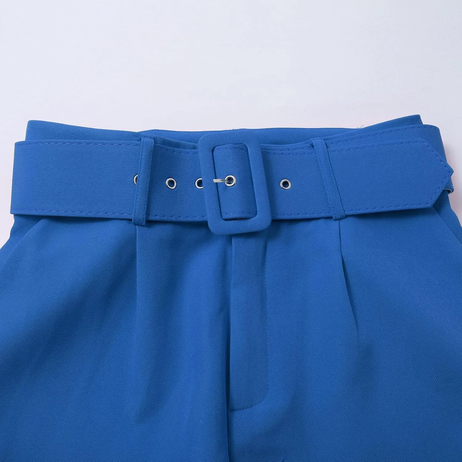 Womens Stylish Y2K High Waist Belt Trousers Casual Lightweight Cotton Linen Cropped Pant with Pockets for Spring Fall