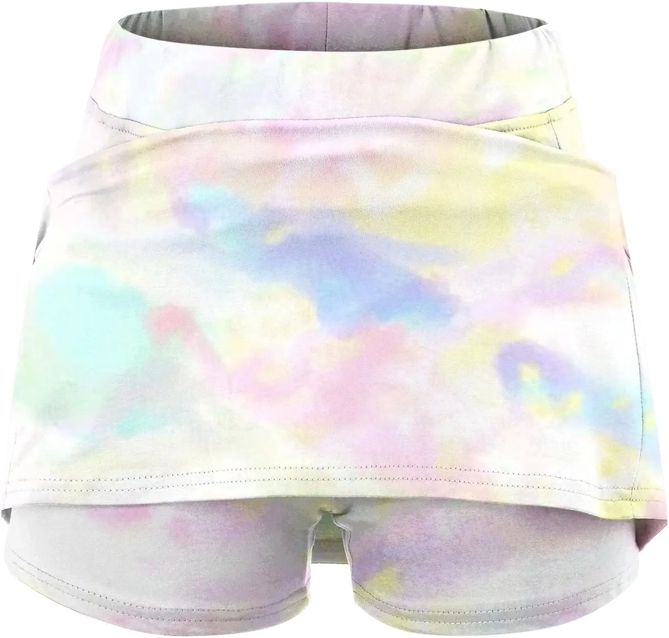 Women's Tennis Golf Mini Skirts with Pockets Casual High Waisted Elastic Tie Dye Skorts Summer Workout Skirt Inner Shorts