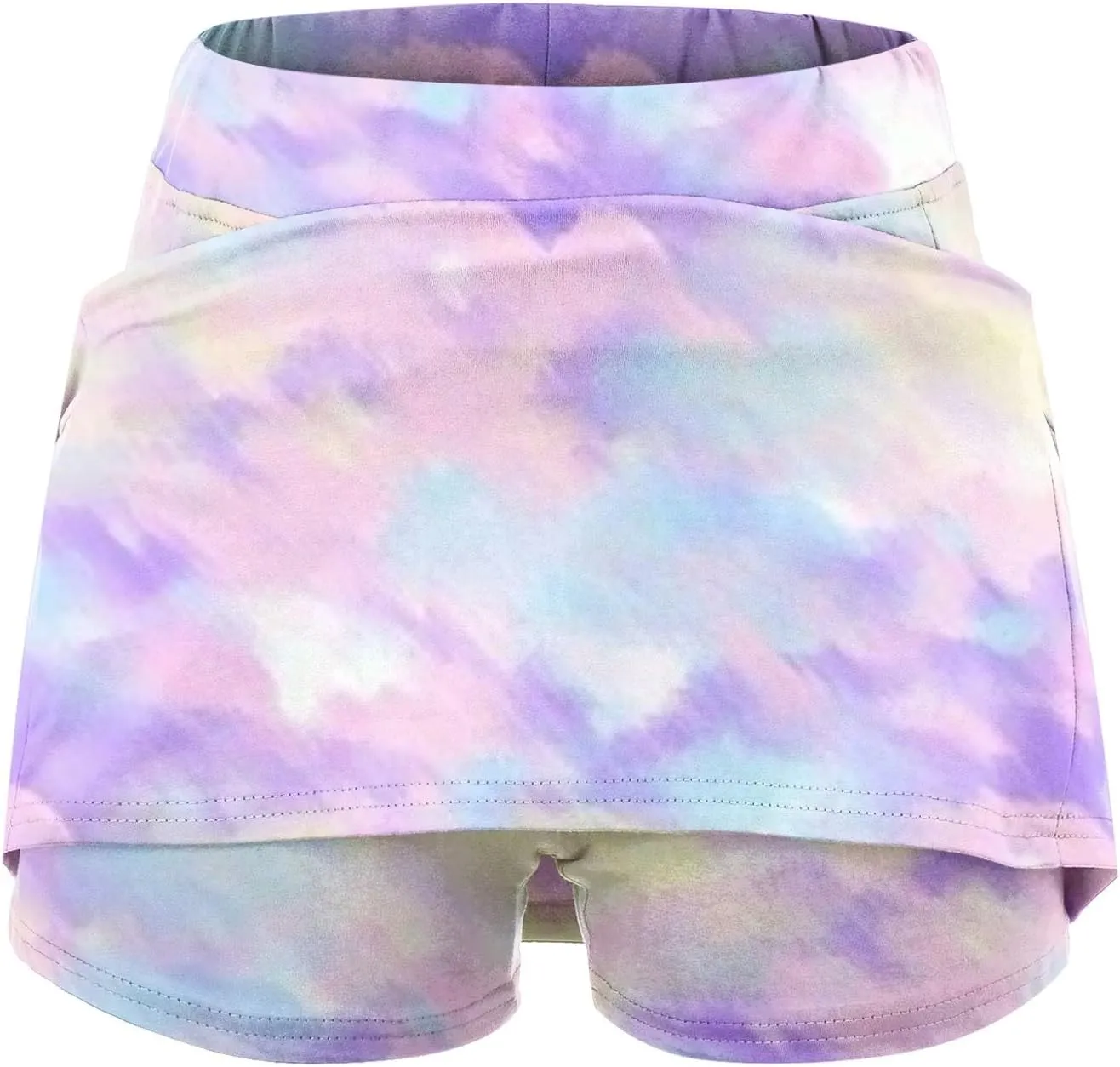Women's Tennis Golf Mini Skirts with Pockets Casual High Waisted Elastic Tie Dye Skorts Summer Workout Skirt Inner Shorts
