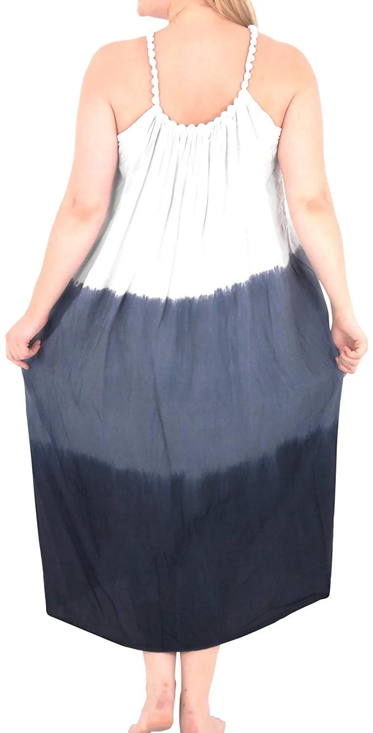 Womens Tie Dye Beachwear Swimwear Rayon Caftan Multi Plus Cover ups Blue
