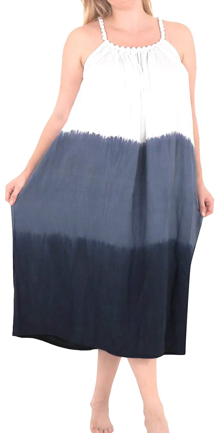 Womens Tie Dye Beachwear Swimwear Rayon Caftan Multi Plus Cover ups Blue