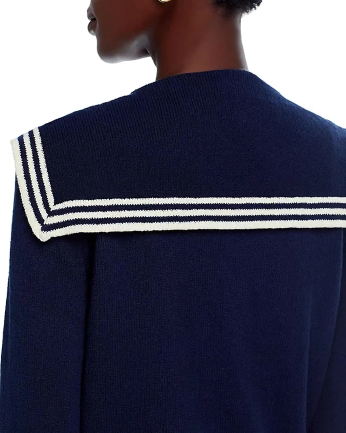 Women's V Neck Cardigan Sweaters Cropped Sailor Collar Button Up Knit Long Sleeve Open Front Coat