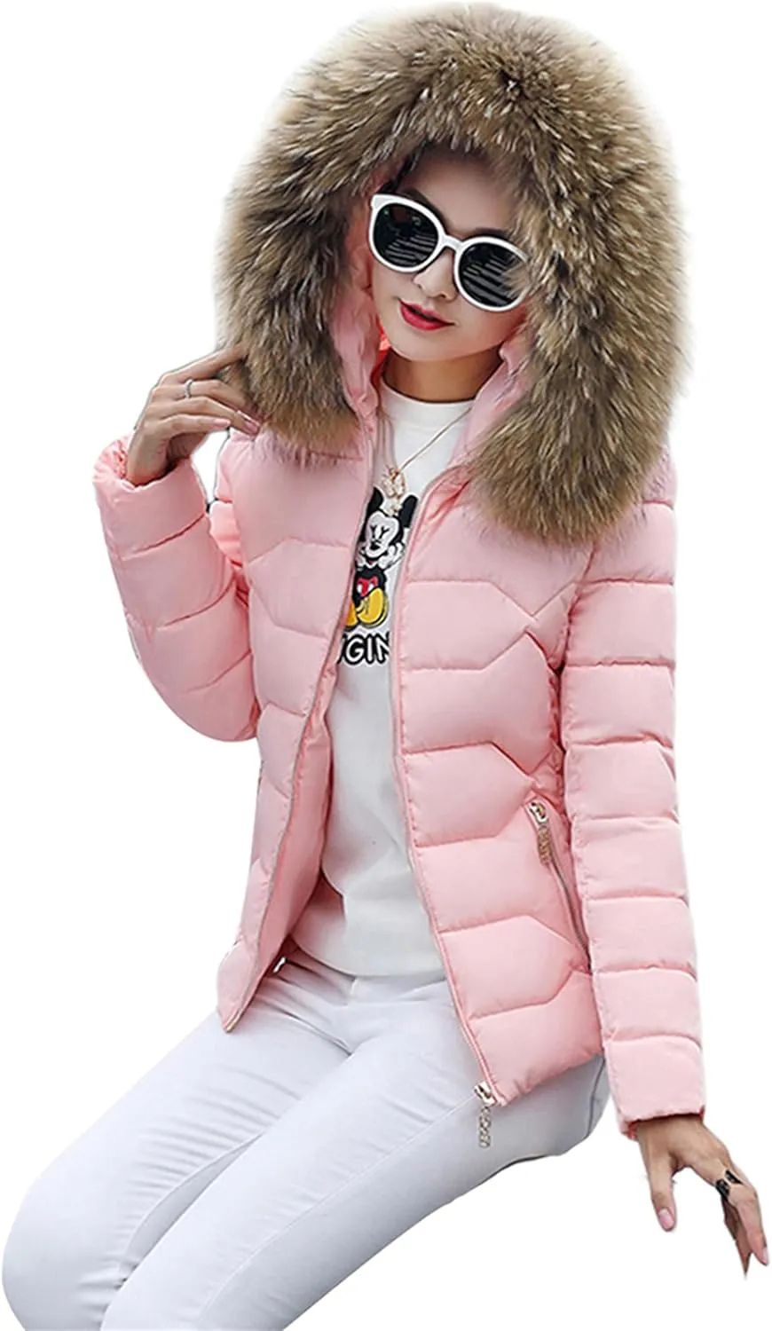 Womens Winter Warm Coat Faux Fur Parkas Casual Outerwear Jacket