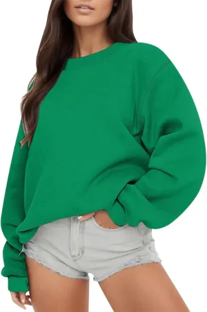 Women's Y2K Sweatshirts Hoodies Crewneck Oversized Fleece Pullover Sweaters Cute Top Teen Girls Preppy Clothes
