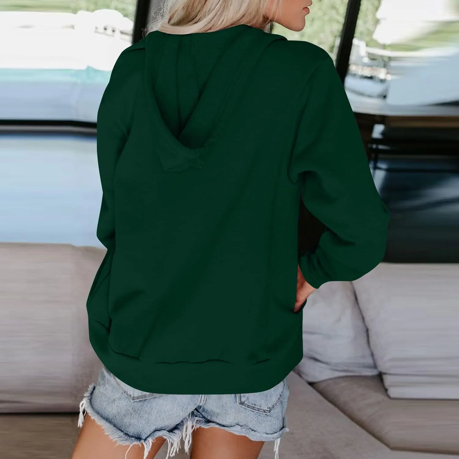Womens Zip Up Hoodies Long Sleeve Oversized Sweatshirts Y2K Jacket Pockets 2024 Fall Outfits Fashion Clothes