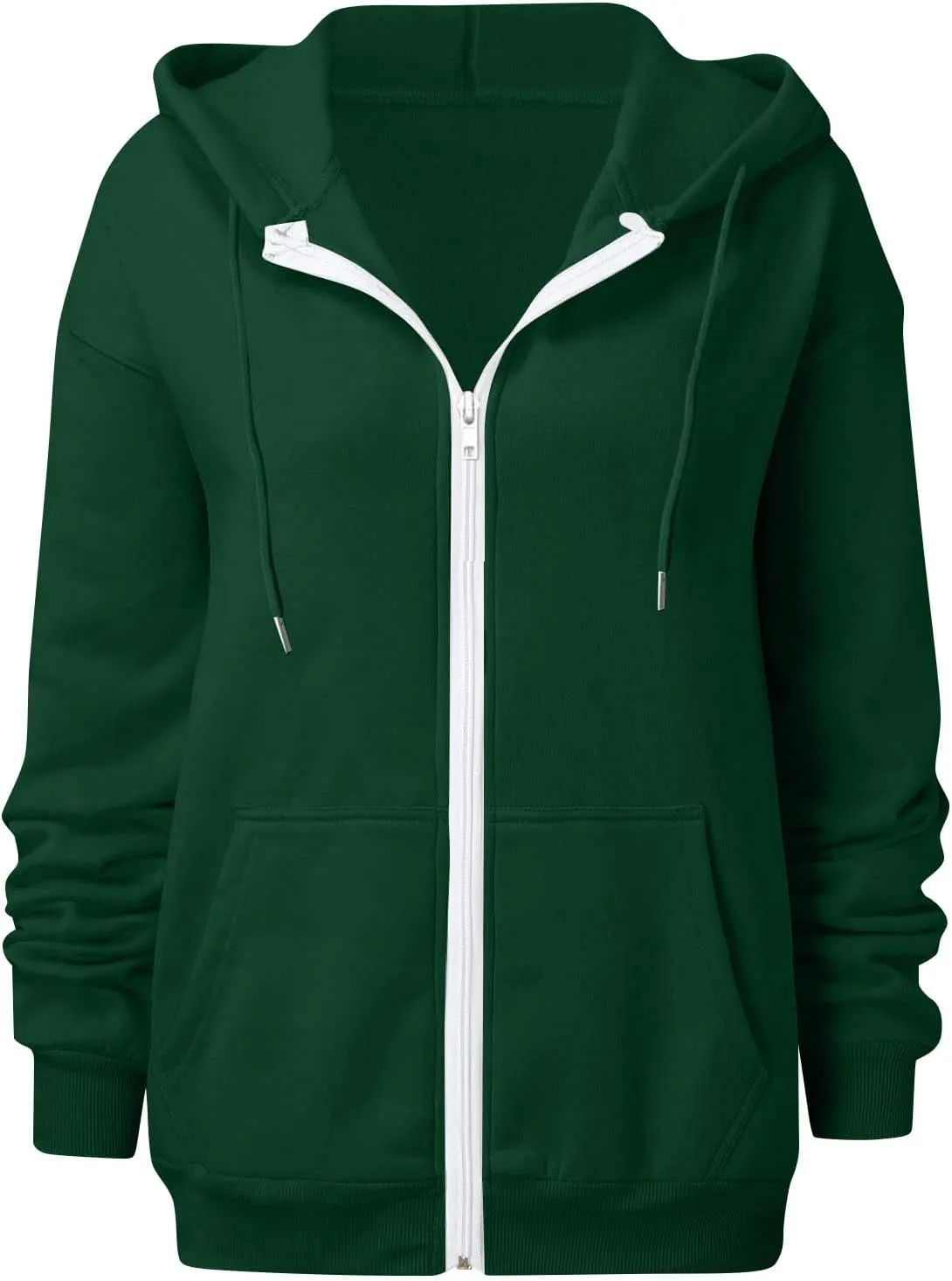 Womens Zip Up Hoodies Long Sleeve Oversized Sweatshirts Y2K Jacket Pockets 2024 Fall Outfits Fashion Clothes