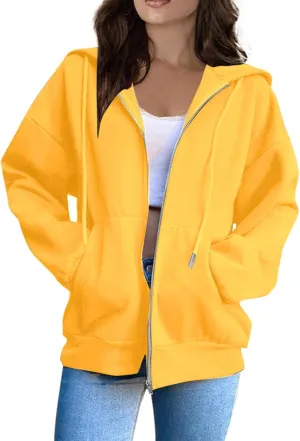 Womens Zip Up Hoodies Long Sleeve Sweatshirts Fall Outfits Oversized Sweaters Casual Fashion Jackets