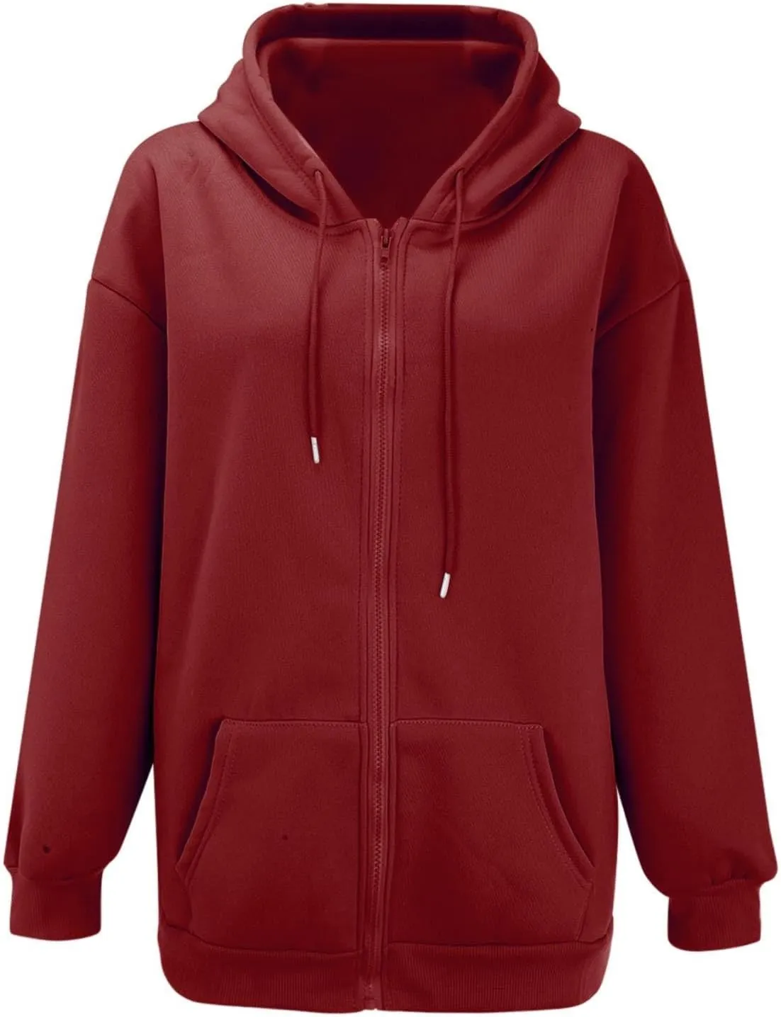 Women's Zip Up Y2K Hoodies Plus Size Trendy 2024 Jackets Long Sleeve Jacket Cute Drawstring Zip Up Hoodie
