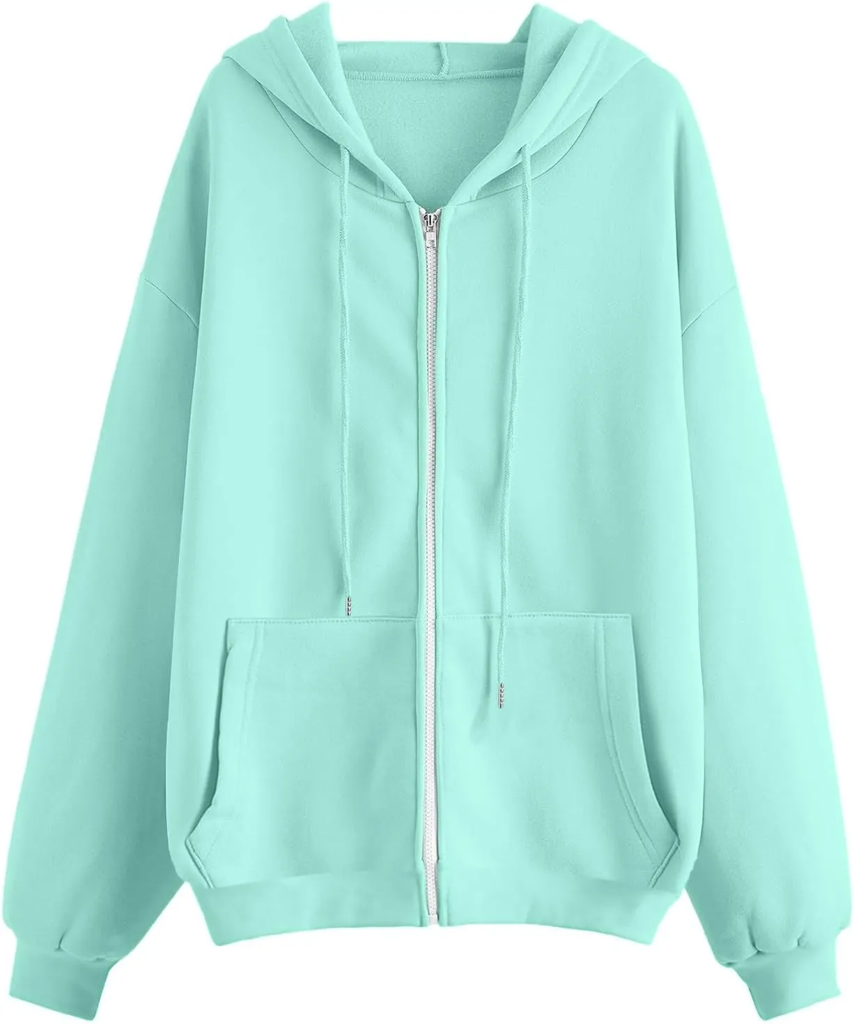 Women's Zip Up Y2K Hoodies Plus Size Trendy 2024 Jackets Long Sleeve Jacket Cute Drawstring Zip Up Hoodie
