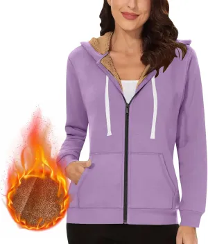 Womens Zipper Hoodies Warm Fleece Zip Jackets for Women Full Zip Up Sweatshirts Hoodie, Fleece Lined Jacket, Winter