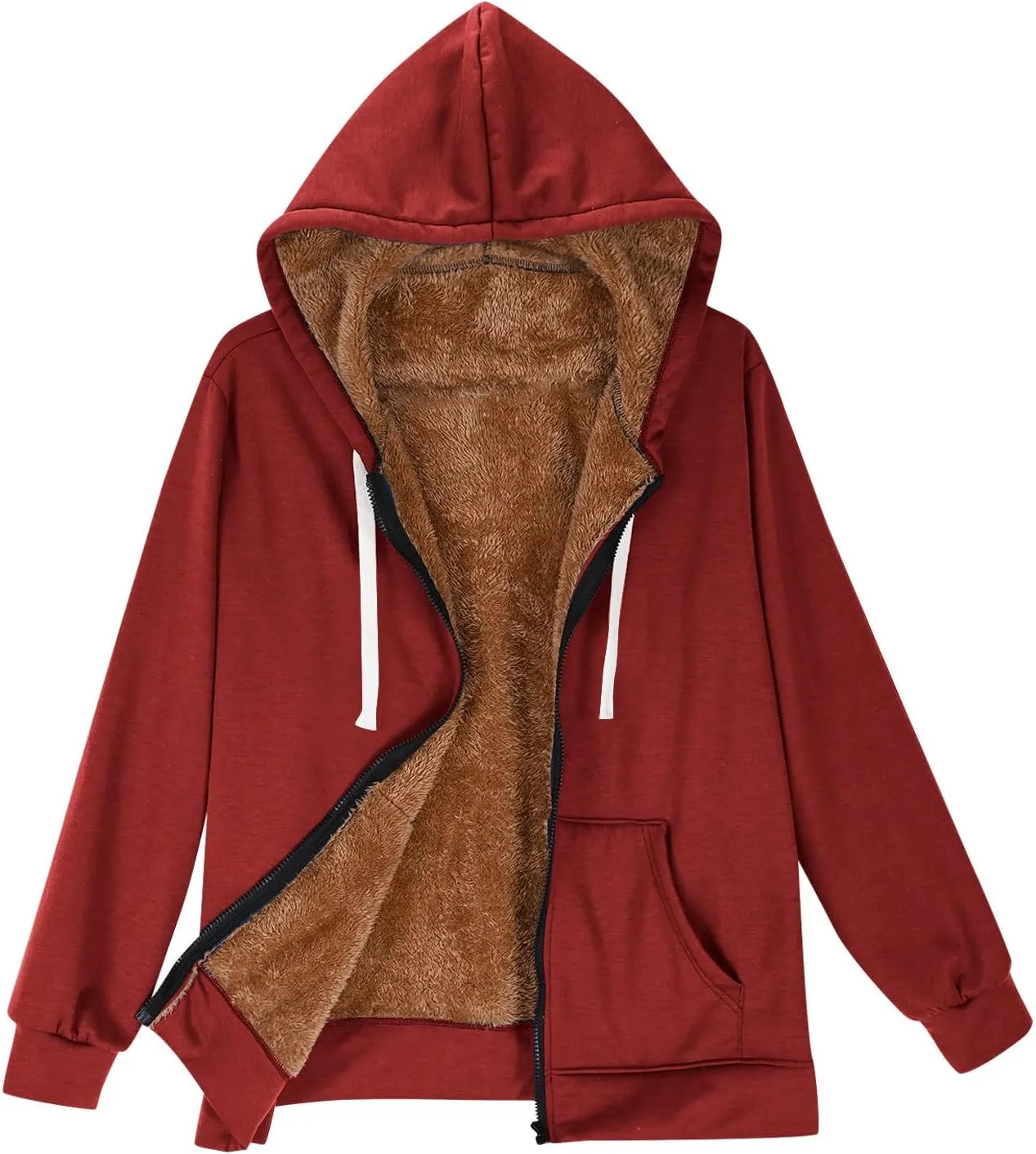Womens Zipper Hoodies Warm Fleece Zip Jackets for Women Full Zip Up Sweatshirts Hoodie, Fleece Lined Jacket, Winter