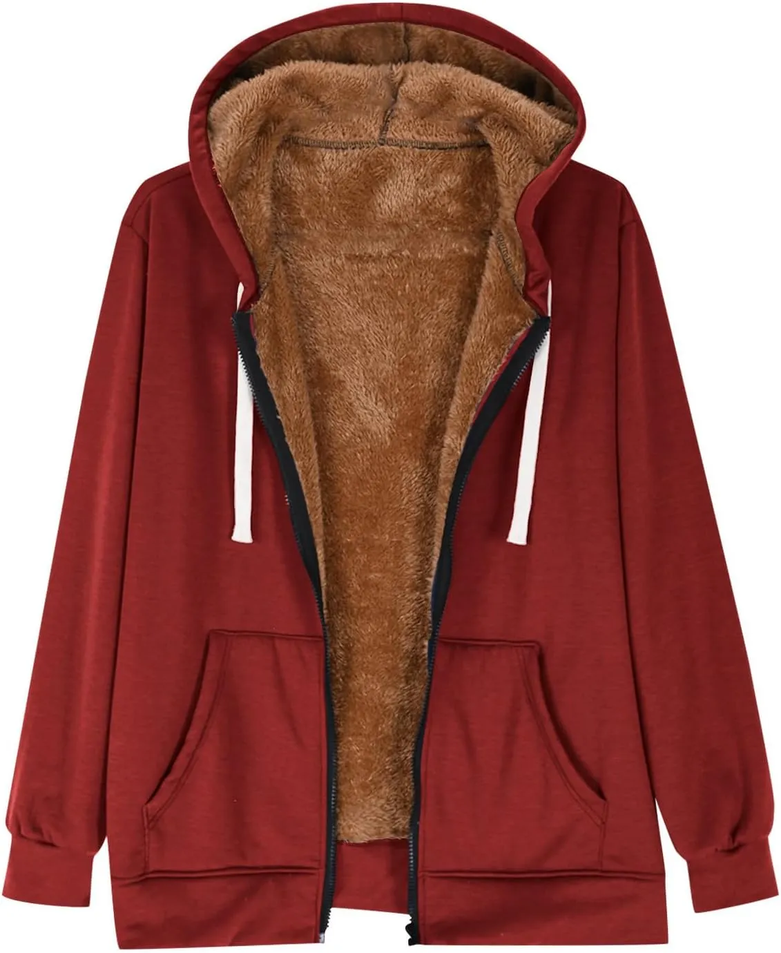 Womens Zipper Hoodies Warm Fleece Zip Jackets for Women Full Zip Up Sweatshirts Hoodie, Fleece Lined Jacket, Winter