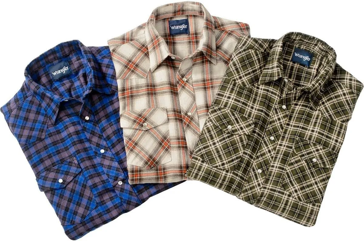 Wrangler Men's Western Lightweight Flannel Shirt