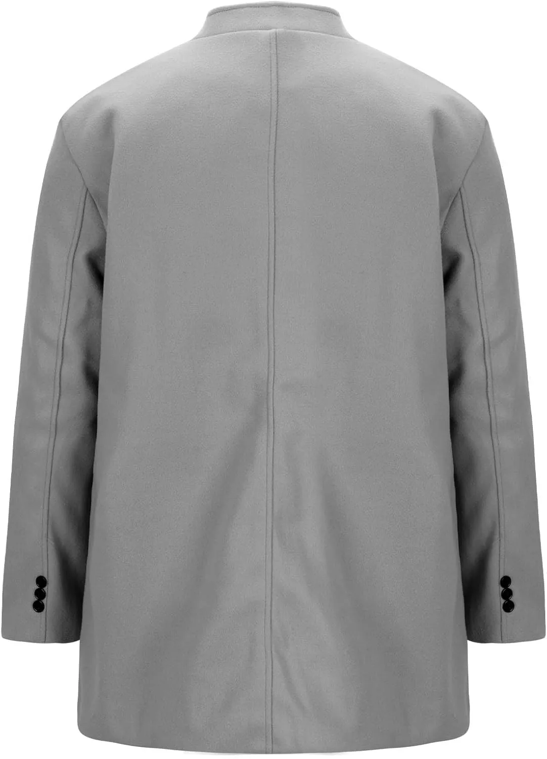 Xiaojmake Men's Trench Coat Slim Fit Mandarin Collar Wool Office Jacket Winter Warm Overcoat Solid Single Breasted Pea Coat