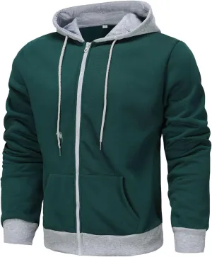 XIAXOGOOL Zip Up Hoodie Men Lightweight Fleece Lined Hoodies Drawstring Hooded Sweatshirt Workout Jacket With Pockets