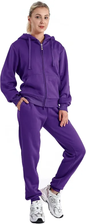 Yasumond Women Jogging Suit Set Gym Workout Sweatsuit Active Zip Hoodie Tracksuit Loungewear