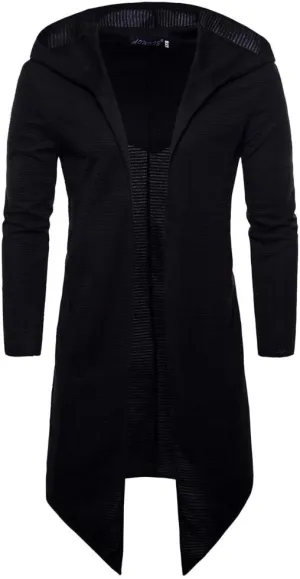 Ymosrh Men's Trench Coat Long Cardigan Jacket Coat With Hood Casual Fall Winter Coat Outwear, M-5XL