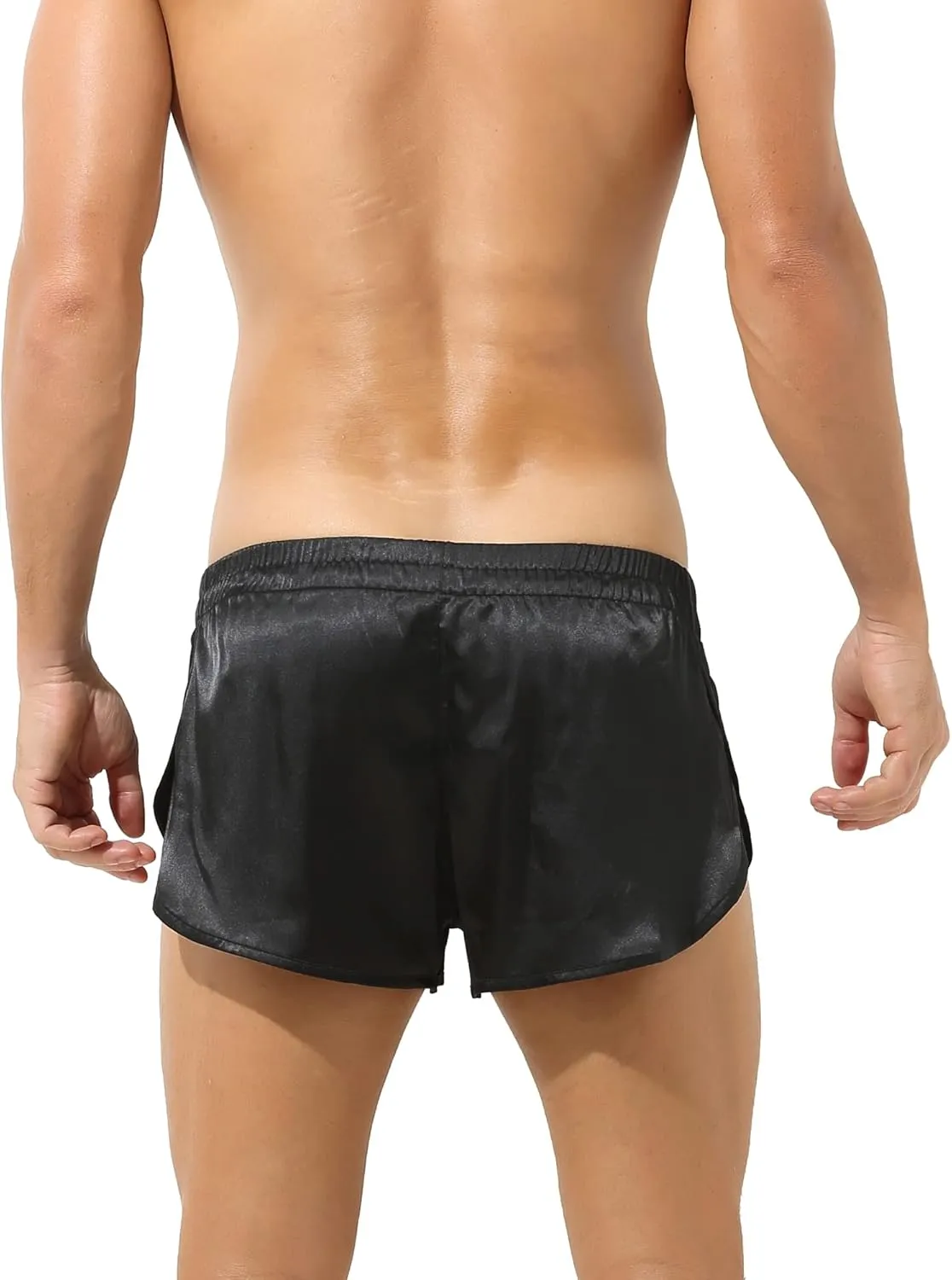 YUFEIDA Men's Athletic Supporters Silky Jockstrap Boxers Lightweight Active Shorts Large Side Split Satin Boxers