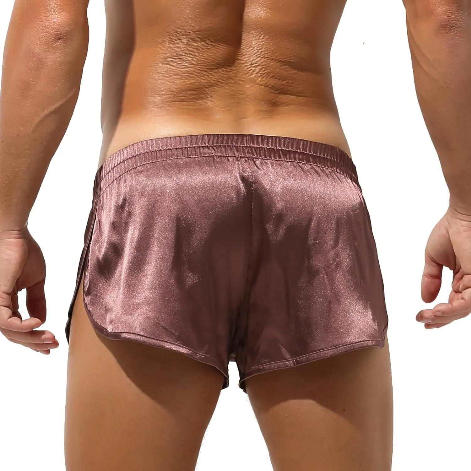 YUFEIDA Men's Athletic Supporters Silky Jockstrap Boxers Lightweight Active Shorts Large Side Split Satin Boxers