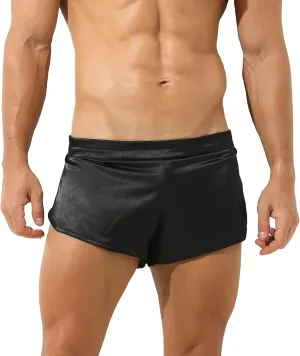 YUFEIDA Men's Athletic Supporters Silky Jockstrap Boxers Lightweight Active Shorts Large Side Split Satin Boxers