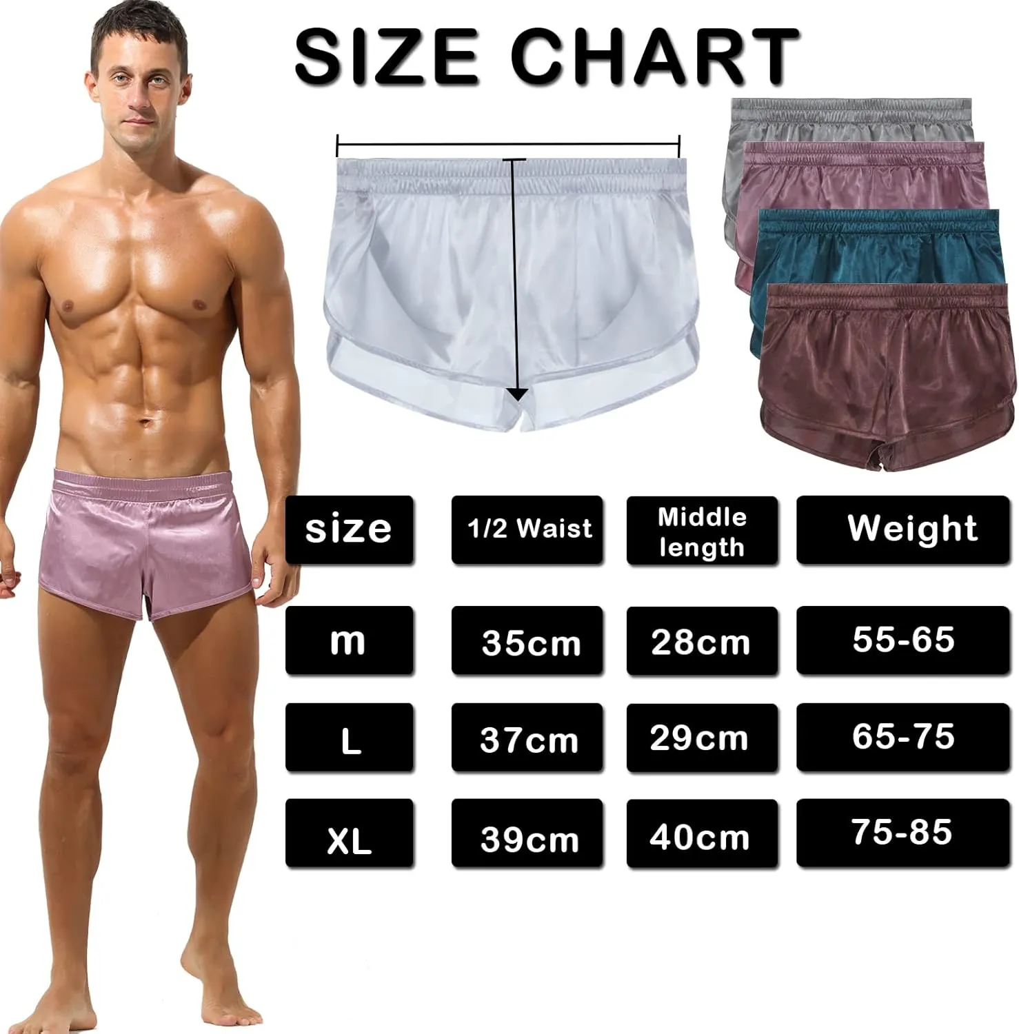 YUFEIDA Men's Athletic Supporters Silky Jockstrap Boxers Lightweight Active Shorts Large Side Split Satin Boxers