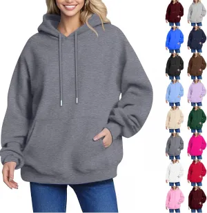 YUTANRAL Hoodies for Women Trendy Solid Color Long Sleeve Tops Womens Fashion Oversized Sweatshirt Pullover With Pocket